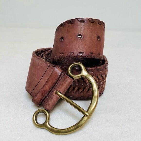 Linea Pelle Handmade Double Twist Woven Leather Brown Belt main image 4